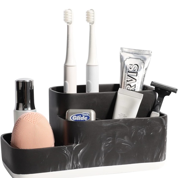 Bronze bathroom organizer mouthwash and toothbrush set - Picture 7 of 10